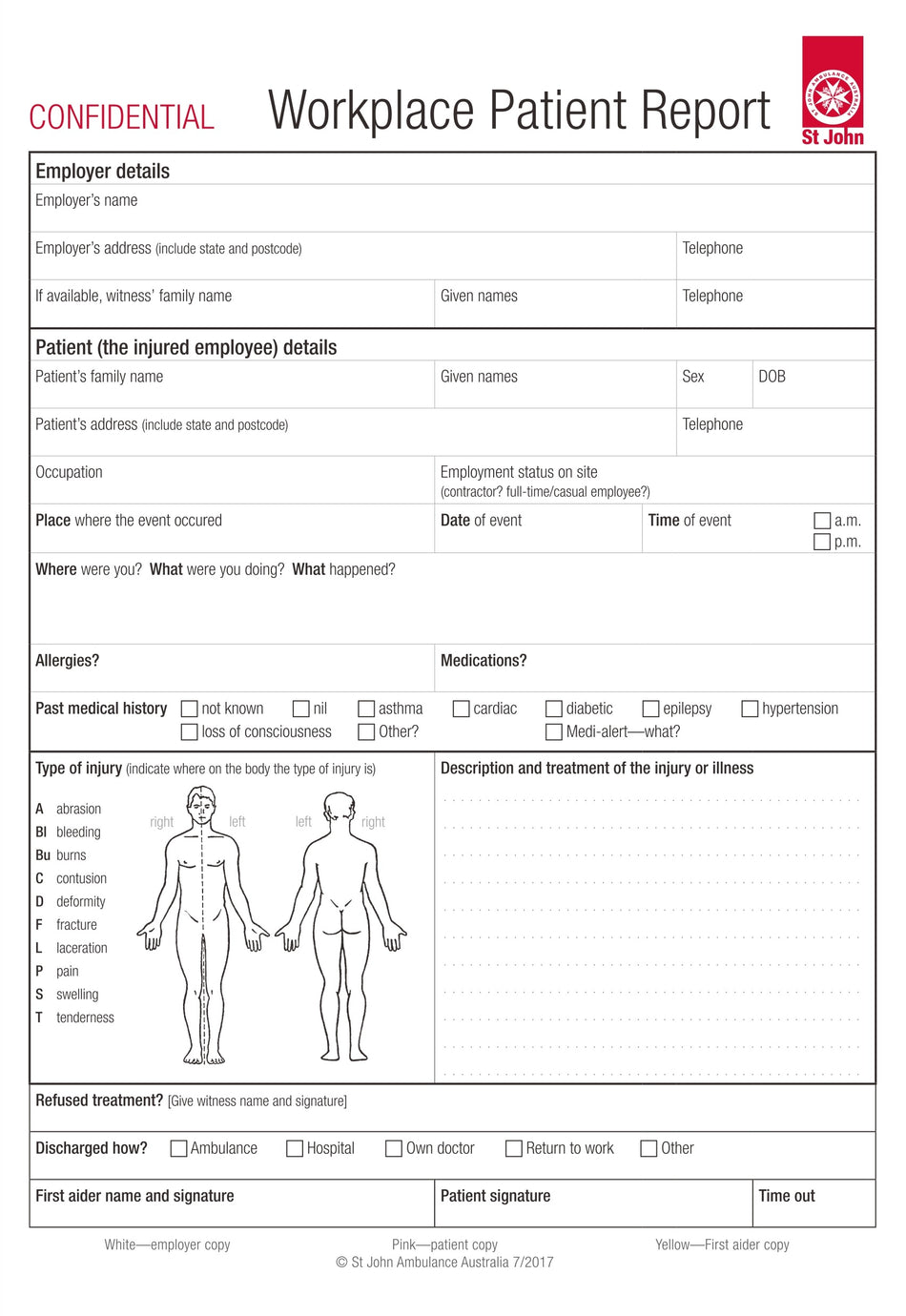 Workplace Patient Report A5 Forms- 10 pack (1 book)