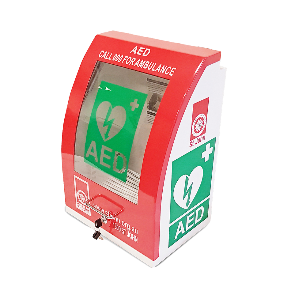 Defibrillator Cabinet Curved Red with Alarm