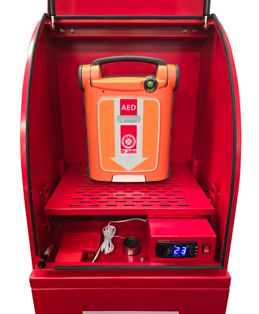 Outdoor Curved Red AED Cabinet with Temperature Control