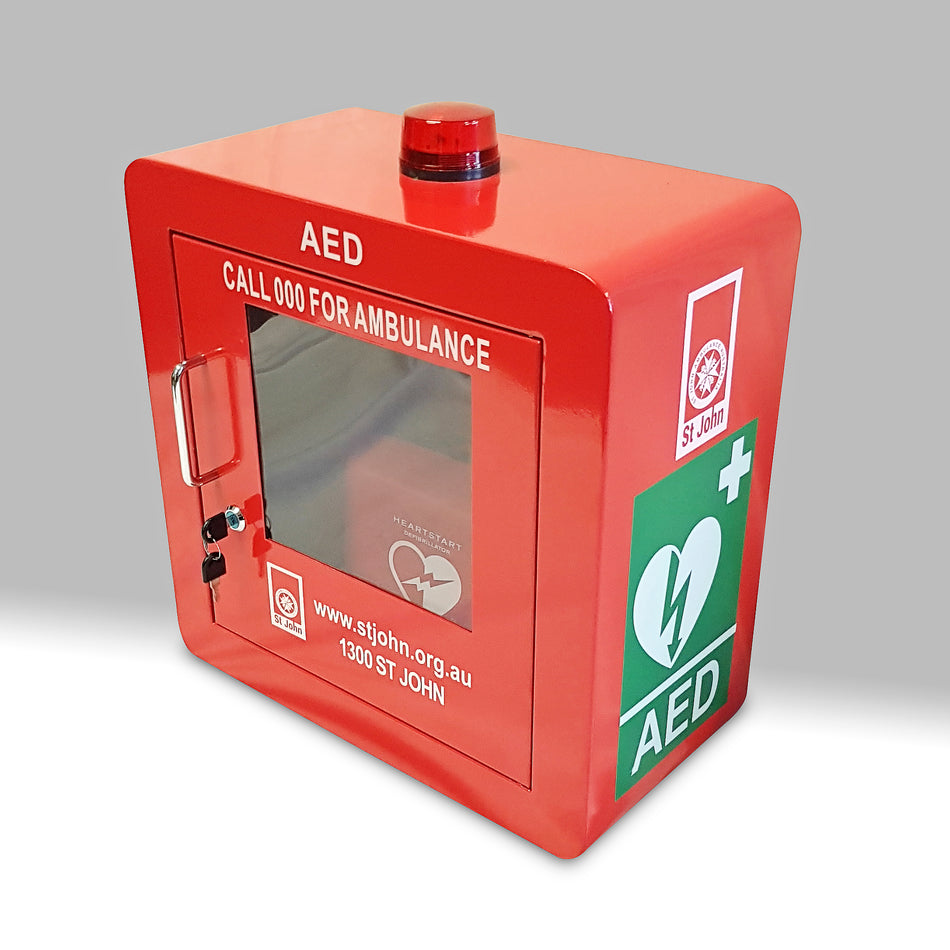 Defibrillator Cabinet Red Box with Alarm and Strobe Light