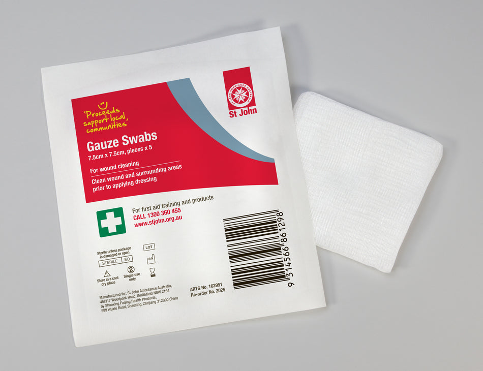 Gauze Swabs Sterilise - 7.5cm x 7.5cm - 5 per pack