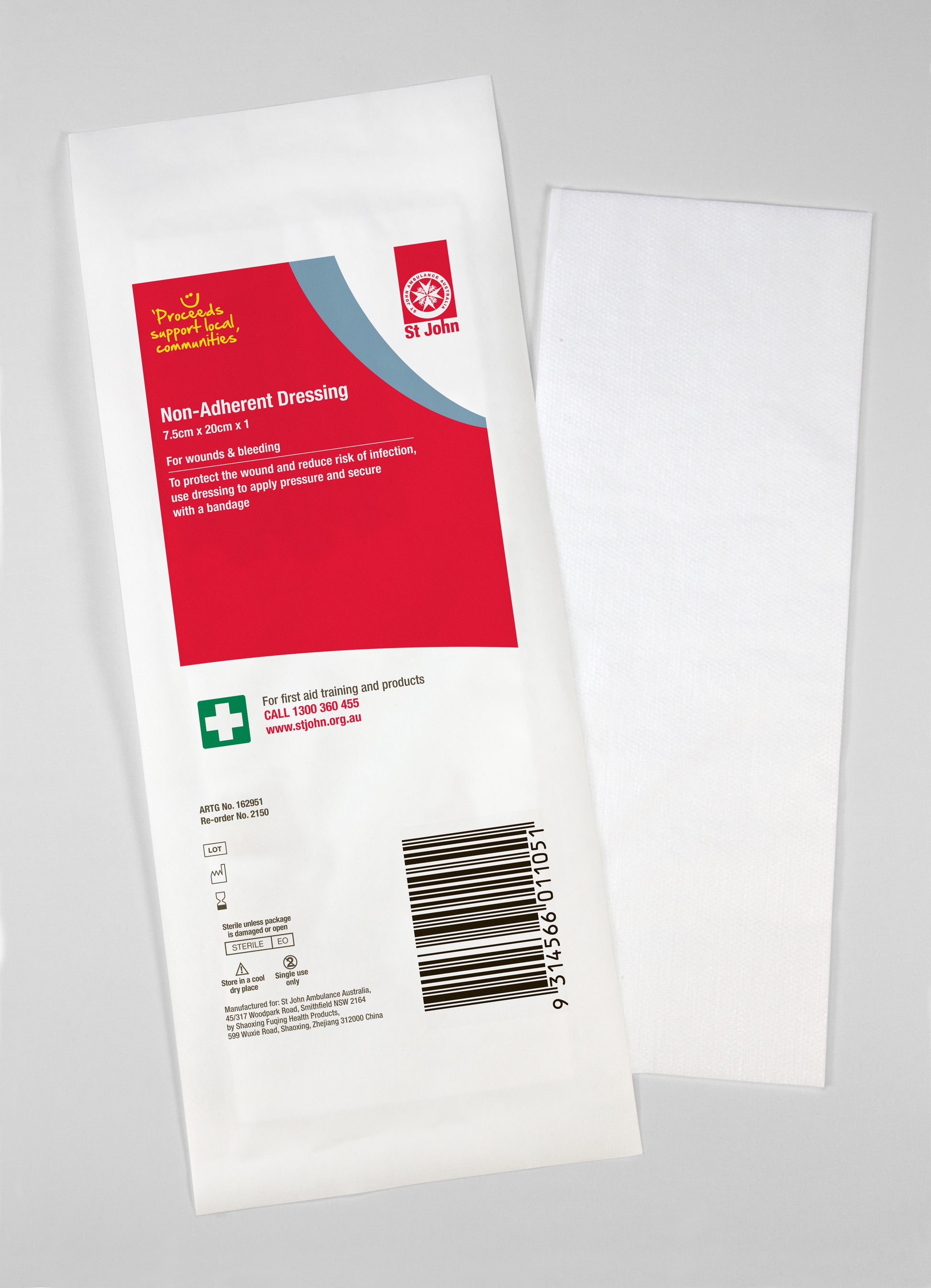 Non-adherent Dressing - 7.5cm x 20cm St John Ambulance National Online Shop Non-adherent Dressing - 7.5cm x 20cm St John Ambulance National Online Shop