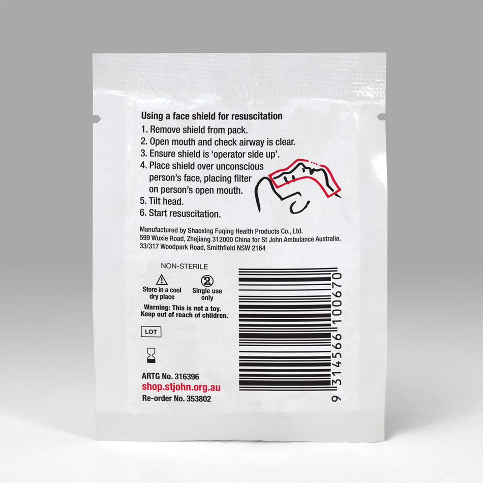 Resuscitation Face Shield without valve