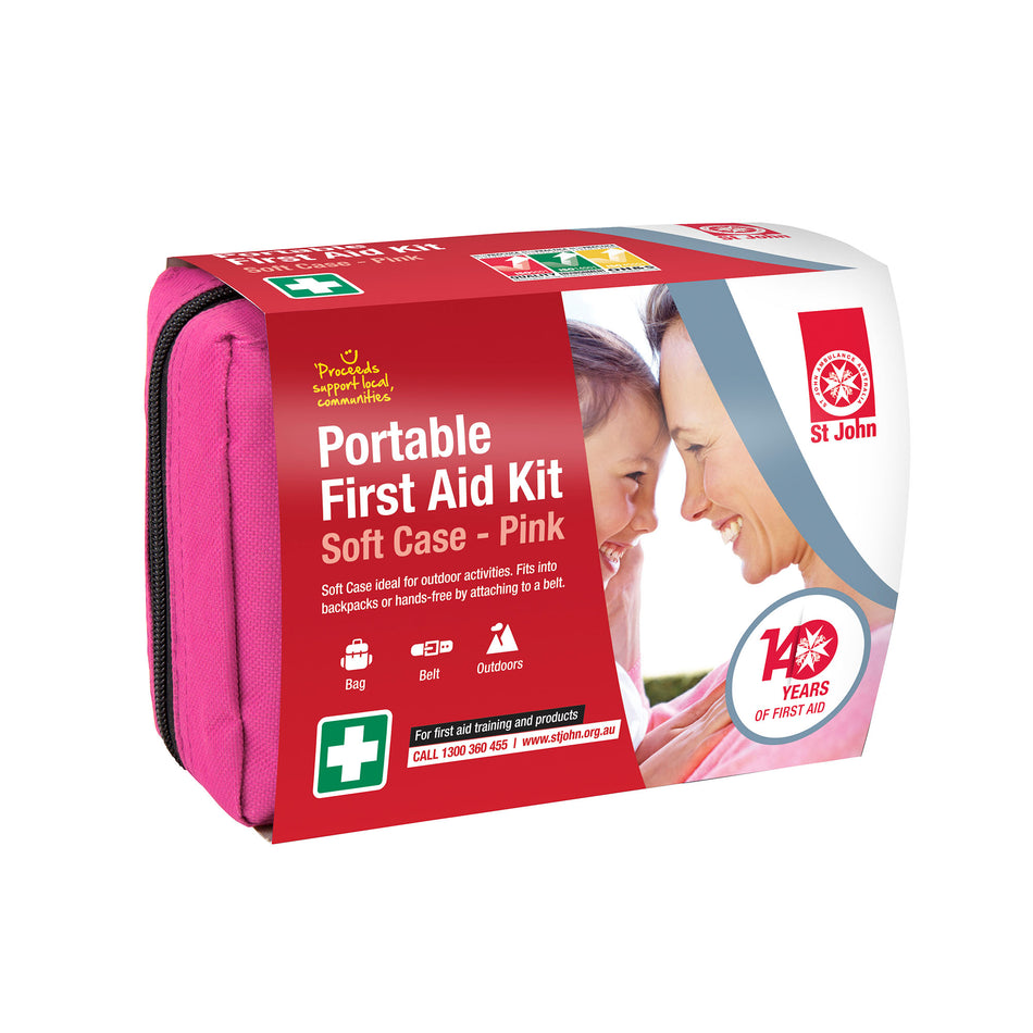 St John Portable First Aid Kit - Soft Case Pink