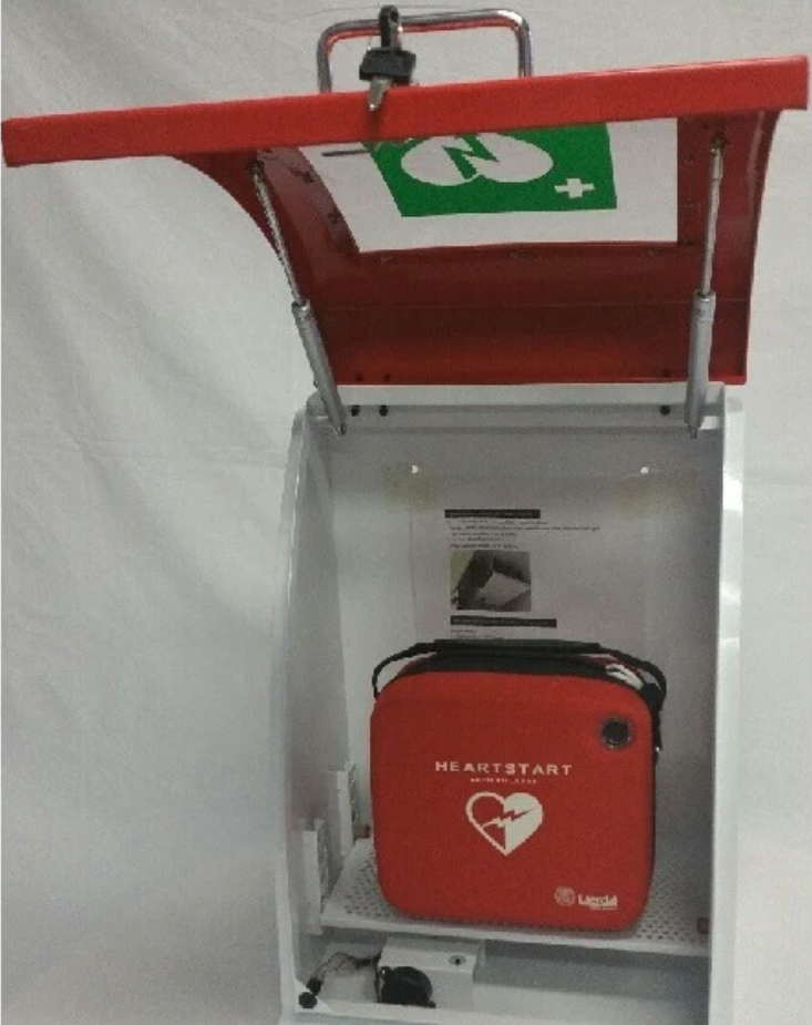 Defibrillator Cabinet Curved Red with Alarm
