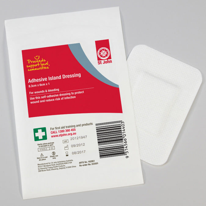 Adhesive Island Dressing 8.3cm x 6cm St John Ambulance National
